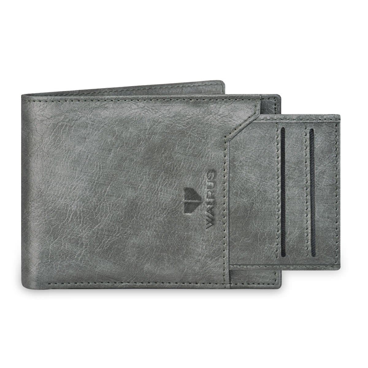 Walrus Duke VII Grey Nature Friendly Vegan Leather Bi Fold Men Wallet With Removable Card Holder