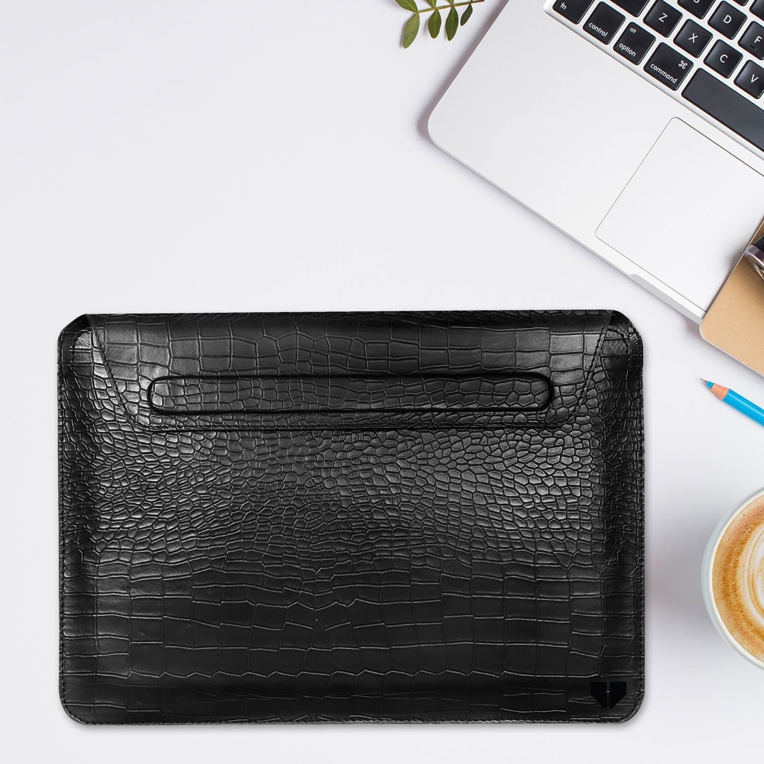 Walrus Croco Black Vegan Leather Laptop Sleeve For Macbook/Ipad/Sleek Laptop