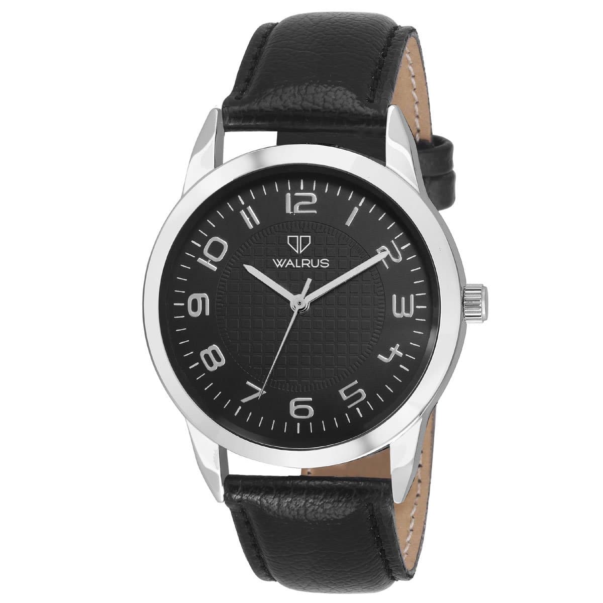 Walrus Combo Set Of Analogue Black dial Watch With Vegan Leather strap And Black Vegan Leather Wallet For Men
