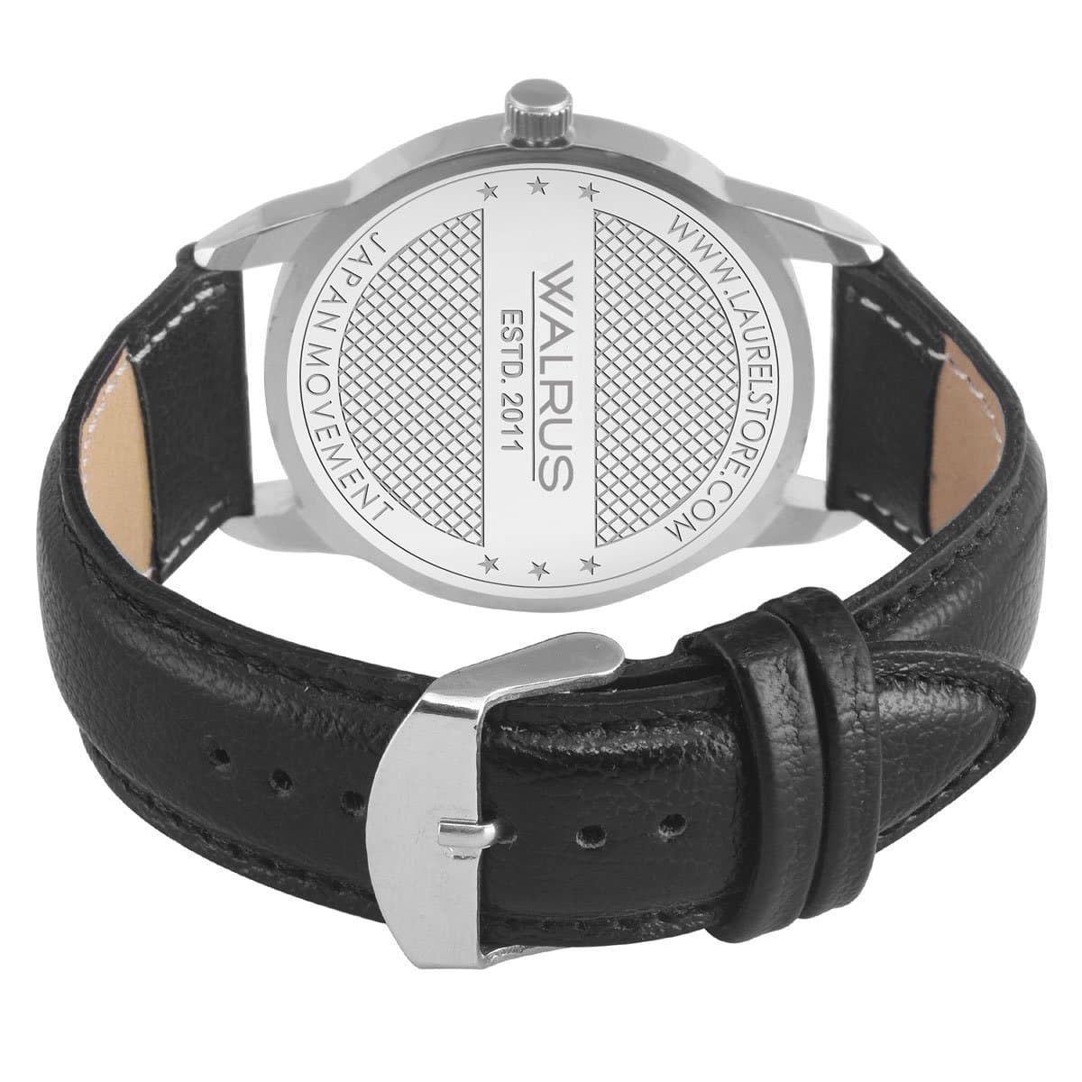 Walrus Combo Set Of Analogue Black dial Watch With Vegan Leather strap And Black Vegan Leather Wallet For Men