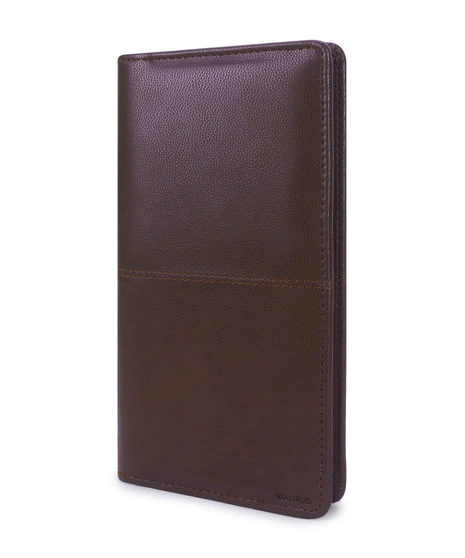 Walrus Vegan Leather Duke Series Brown Cheque Book Holder, Debit/Credit Card Holder Travel Organizer Document Bag for Men & Women Small Accessories