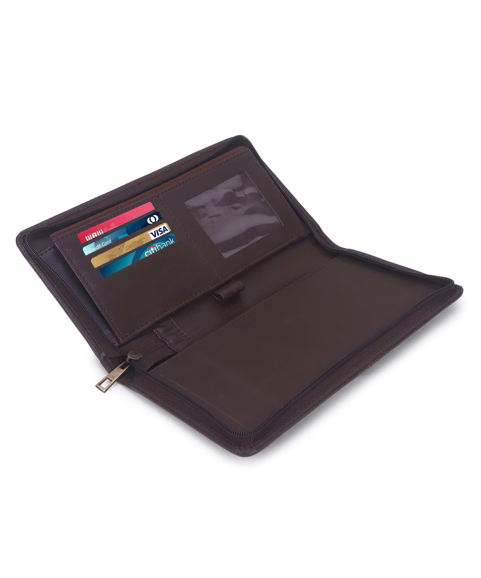 Walrus Vegan Leather Duke Series Brown Cheque Book Holder, Debit/Credit Card Holder Travel Organizer Document Bag for Men & Women Small Accessories
