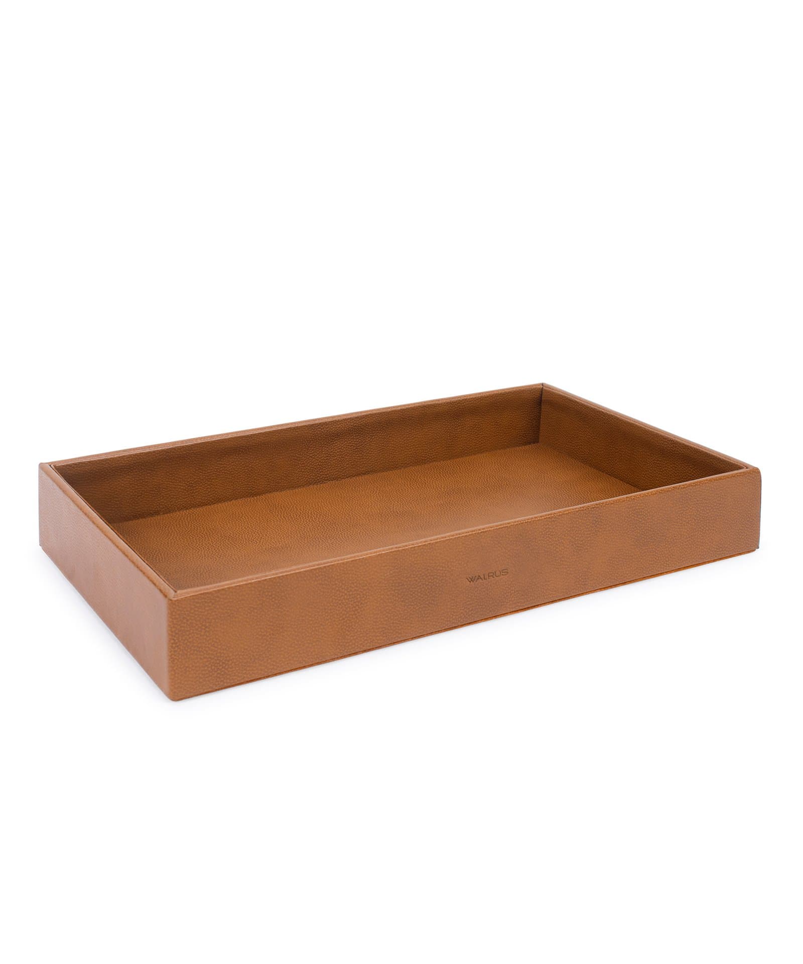 Walrus Faux Leather Tray Organizer with Wooden Base – Rectangular Desk Storage Box for Keys, Watches, Mobile Phones, Jewellery, Coins, Office Supplies & Cosmetics