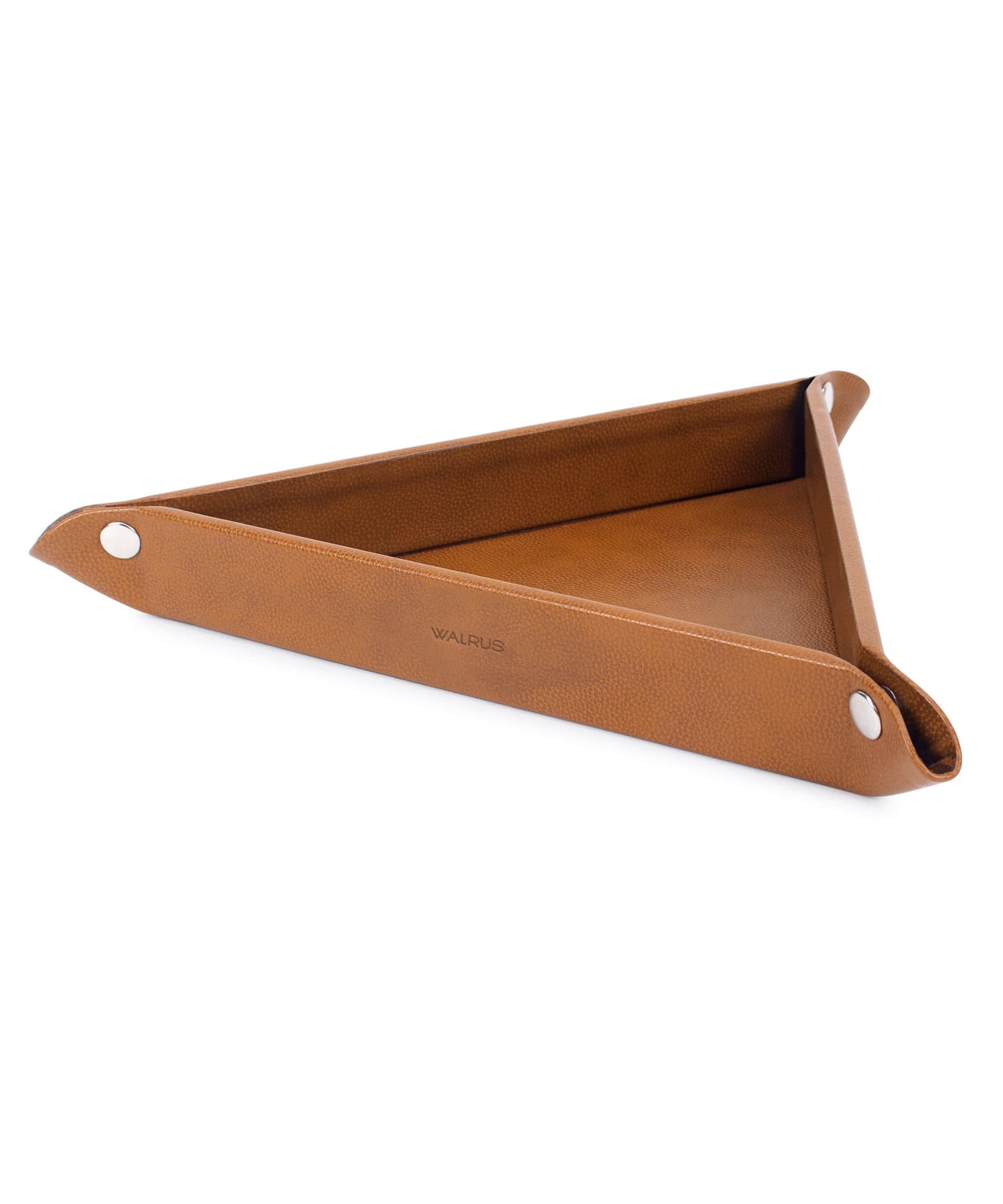 Walrus Faux Leather Tray Organizer with Wooden Base – Triangular Desk Storage Box for Keys, Watches, Mobile Phones, Jewellery, Coins, Office Supplies & Cosmetics