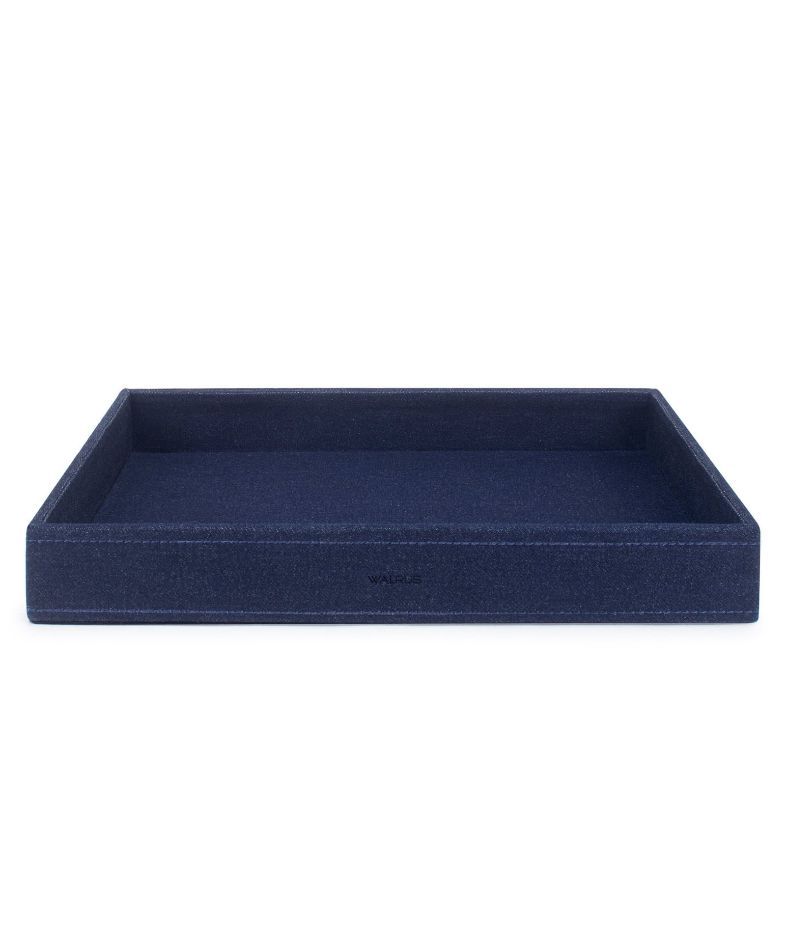 Walrus Faux Leather Tray Organizer with Wooden Base – Rectangular Desk Storage Box for Keys, Watches, Mobile Phones, Jewellery, Coins, Office Supplies & Cosmetics