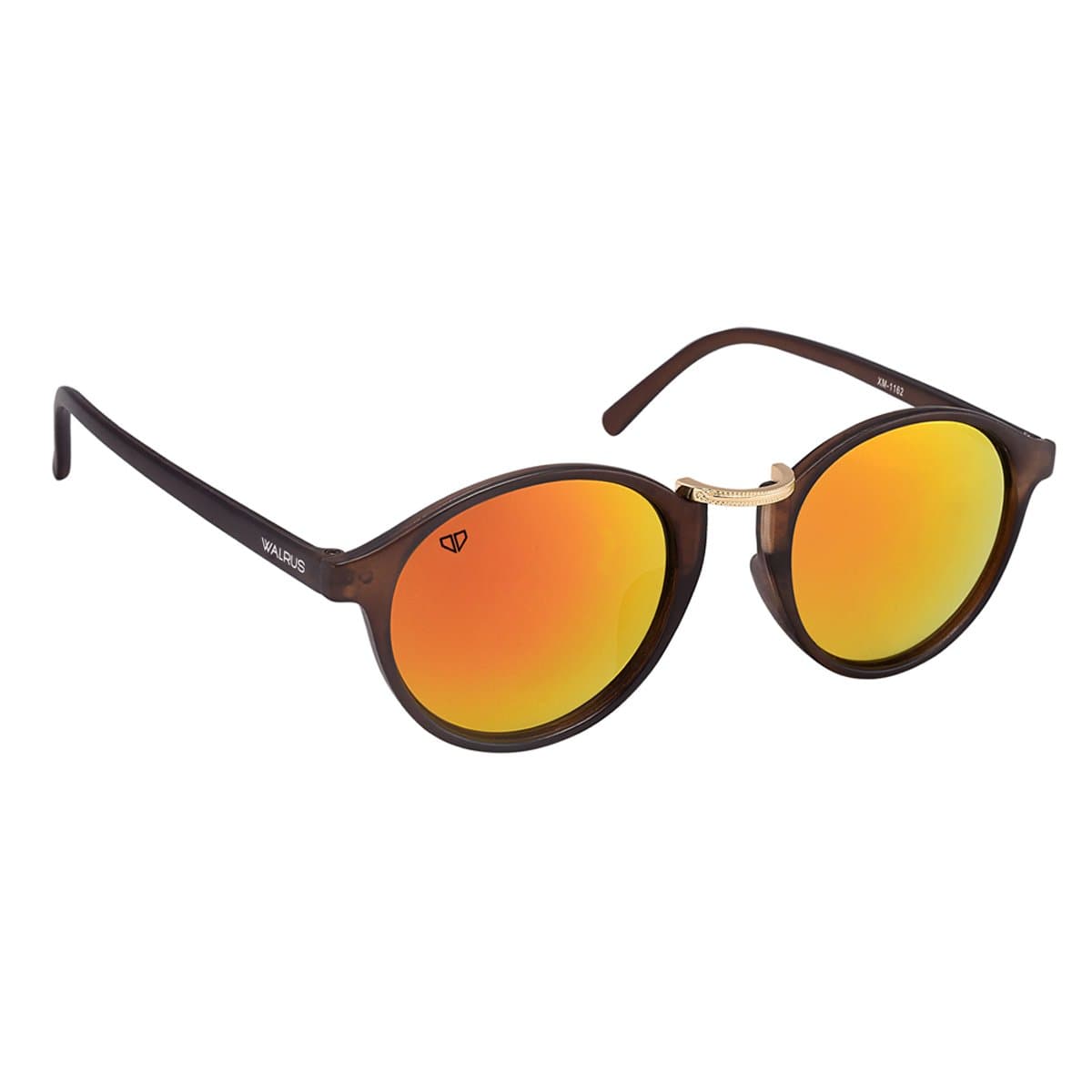 Walrus James Series Golden Oval Sunglasses for Men & Women | UV Protection, Clear Lenses, Vintage Fashionable Look | Perfect for Selfies