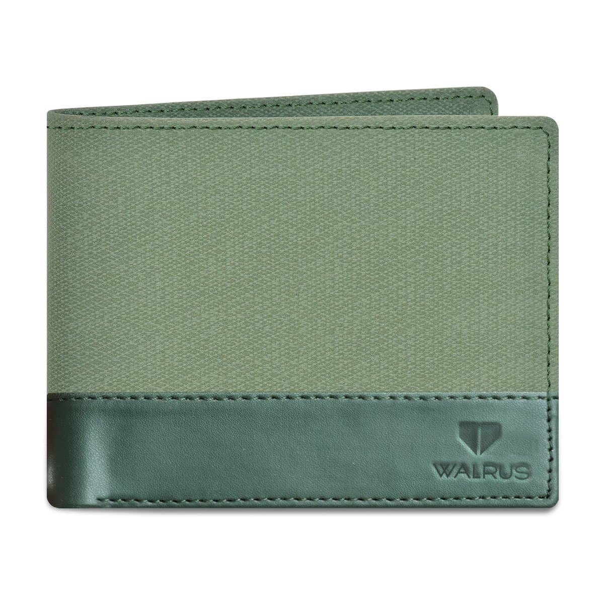 Walrus Zeus II Green Nature Friendly Vegan Leather Bi Fold Men Wallet
