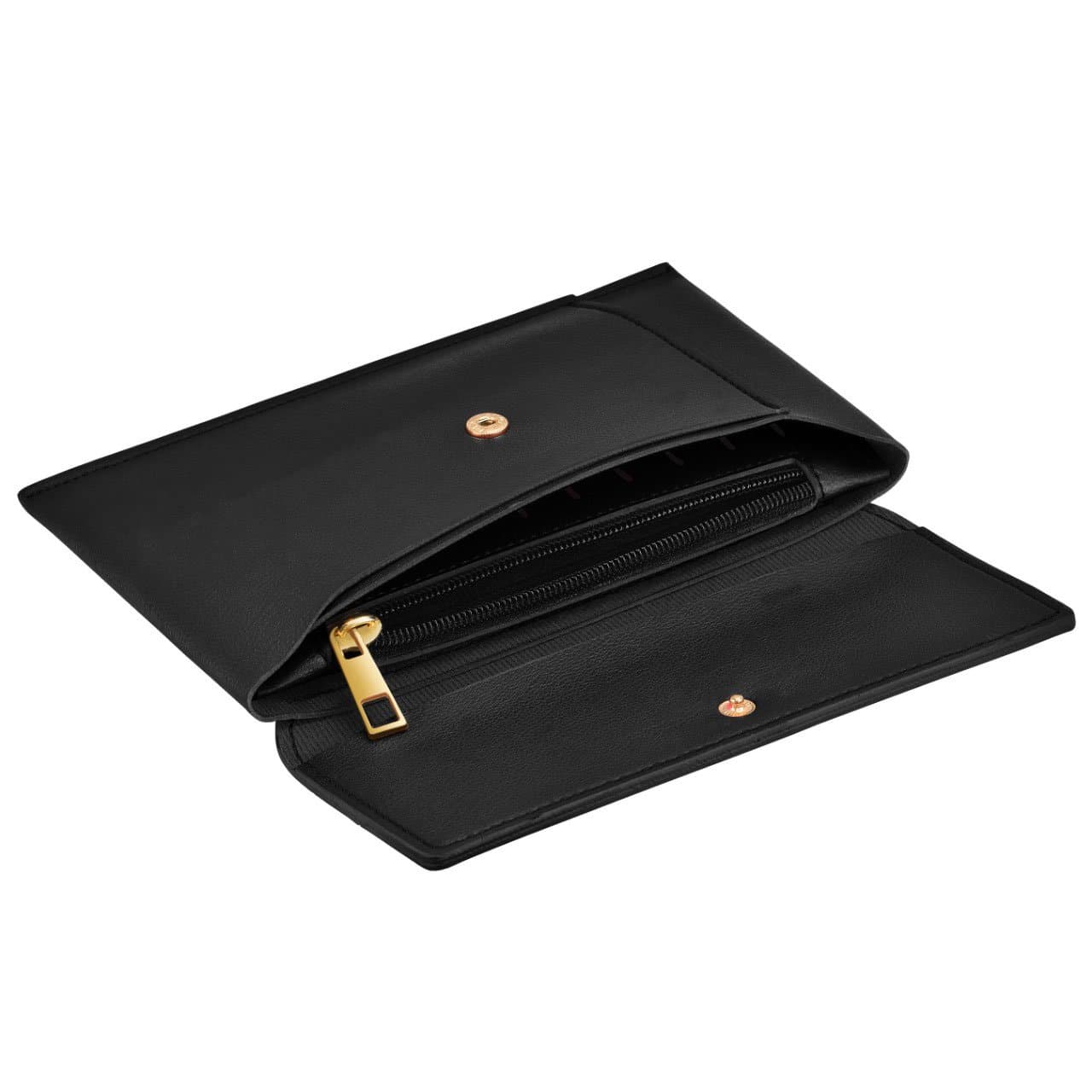 Walrus Colors II Series Black Vegan Leather Women Clutch with Addition Sleeve Pouch Insert