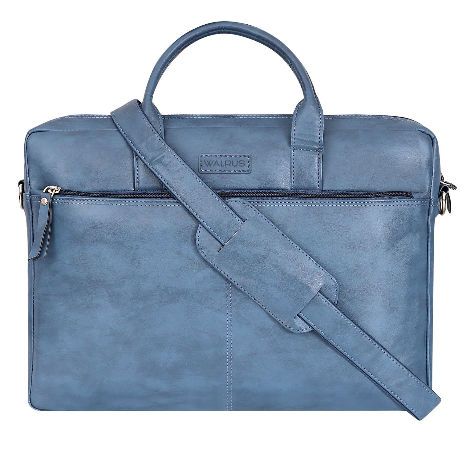 Walrus Colors Series Blue Vegan Leather 15.6 Inch Laptop Messenger Bag With Laptop Compartment
