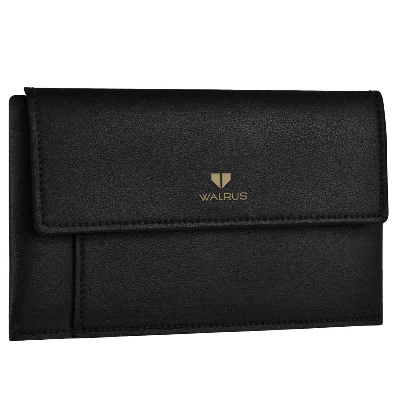 Walrus Colors II Series Black Vegan Leather Women Clutch with Addition Sleeve Pouch Insert