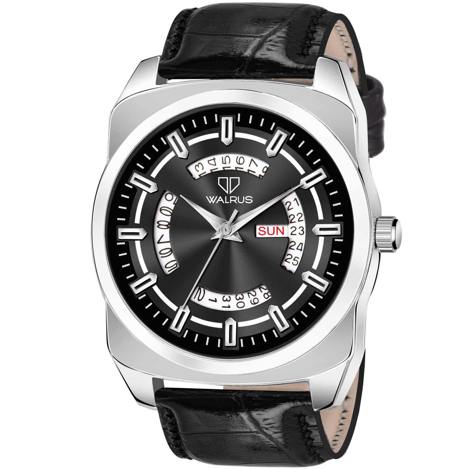 Walrus Maverick XVII Series Black Dial Day & Date Function Wrist Watch For Men