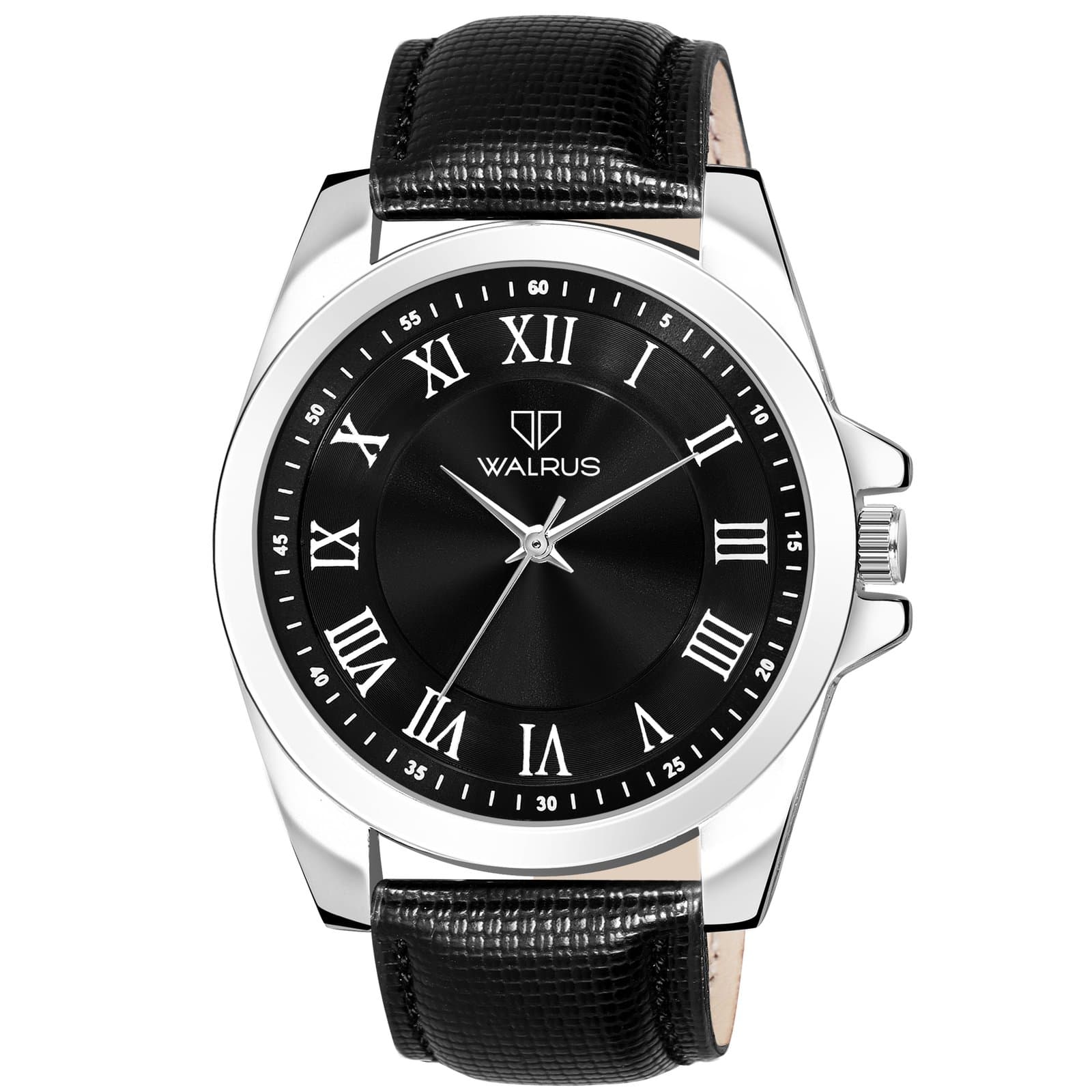 Walrus Black Dial Analog Leather Strap Wrist Watch For Men