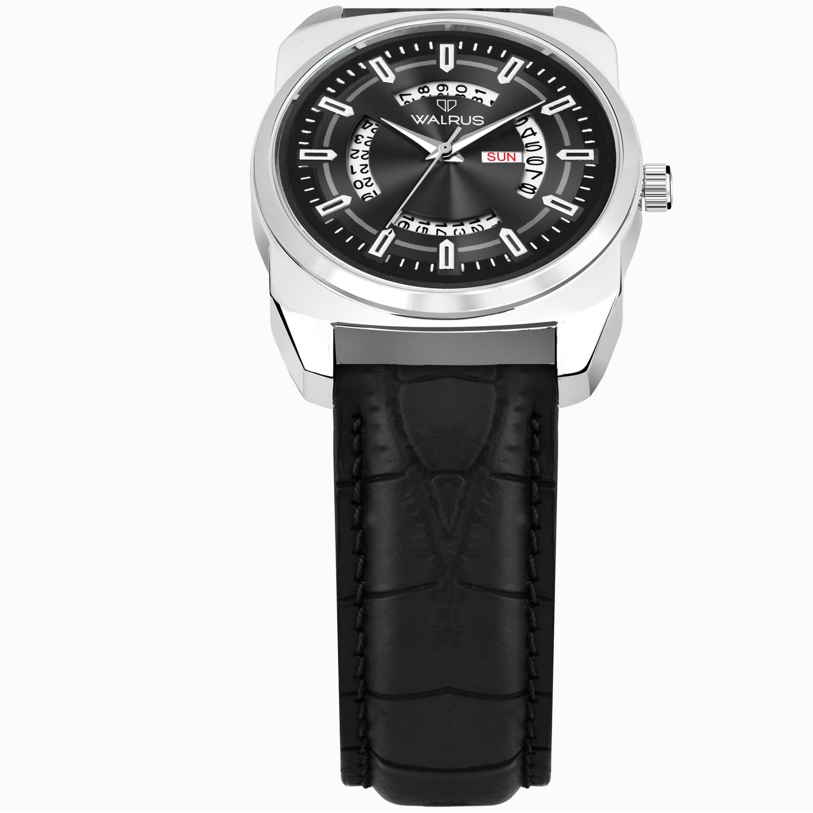 Walrus Maverick XVII Series Black Dial Day & Date Function Wrist Watch For Men