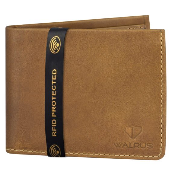 Walrus Elite VIII Beige Premium Genuine Leather Bi Fold Men Wallet