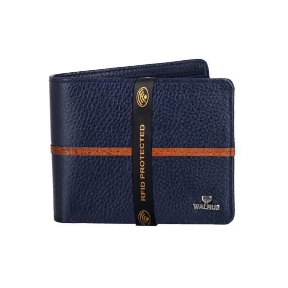 Walrus Newton Blue Genuine Leather Bi Fold Men Wallet