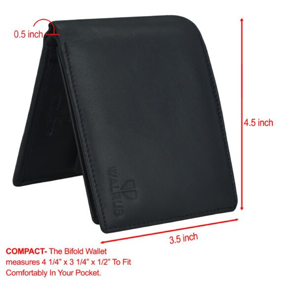 Walrus Blue Color Premium Genuine Leather Bi Fold Bi Fold Men Wallet