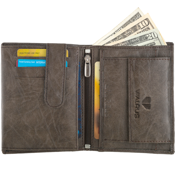 Walrus Max Green Nature Friendly Vegan Leather Book Style Bi Fold Men Wallet