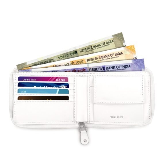 Walrus White Color Nature Friendly Vegan Leather Zipper Men Wallet