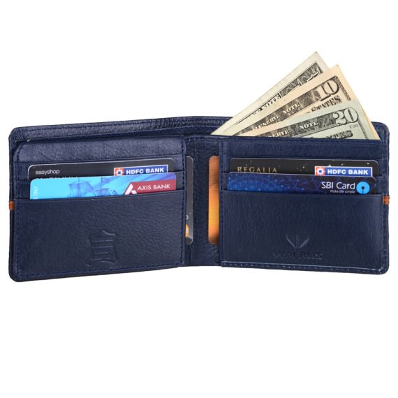 Walrus Newton Blue Genuine Leather Bi Fold Men Wallet