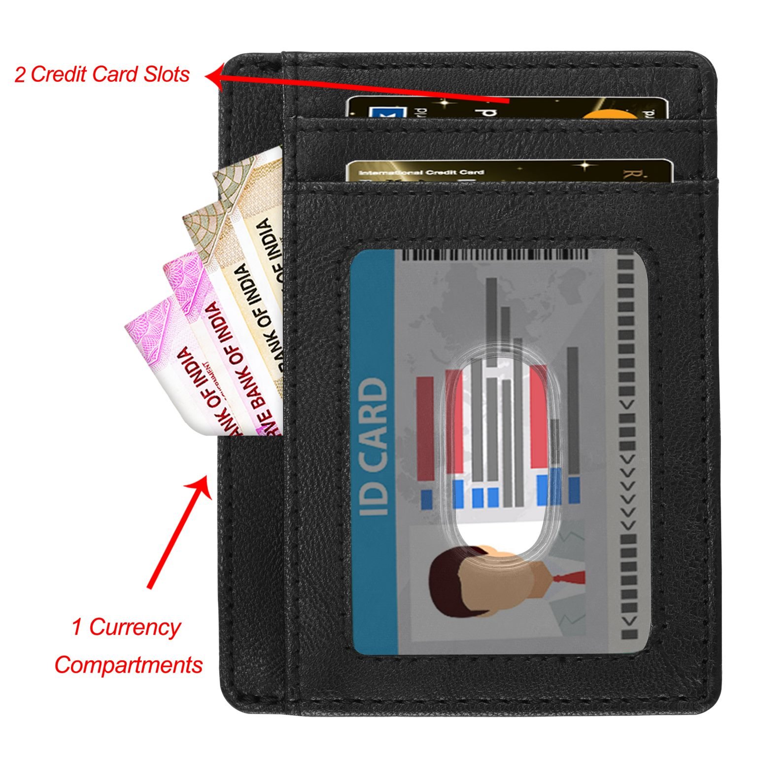 ARISTOCRAT BLACK VEGAN LEATHER CARD HOLDER WITH RFID PROTECTION ...