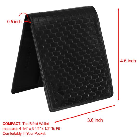 Walrus Elite IV Black Premium Genuine Leather Bi Fold Men Wallet