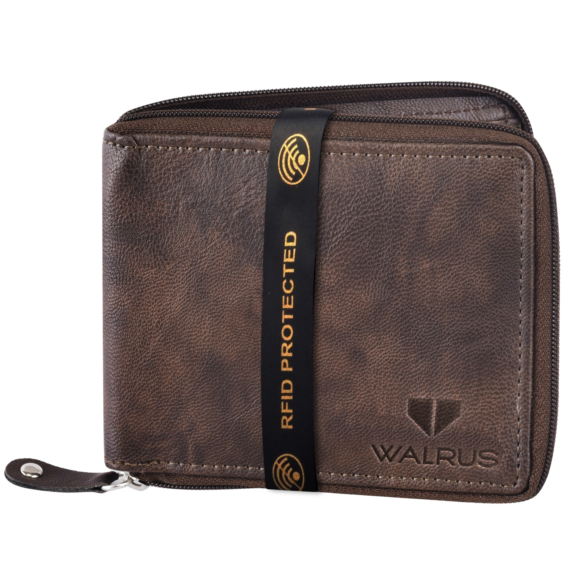 Walrus Brye II Brown Nature Friendly Vegan Leather Zipper Men Wallet