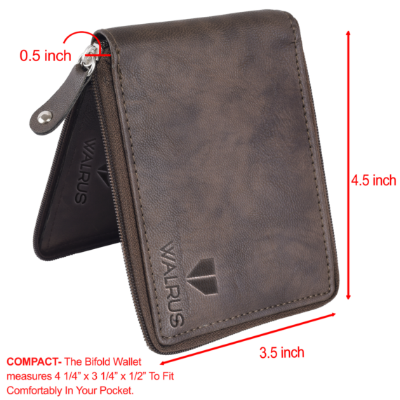 Walrus Brye II Brown Nature Friendly Vegan Leather Zipper Men Wallet