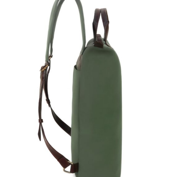 Walrus Urbane Series Green Vegan Leather Backpack With Top Handle and Laptop Compartment