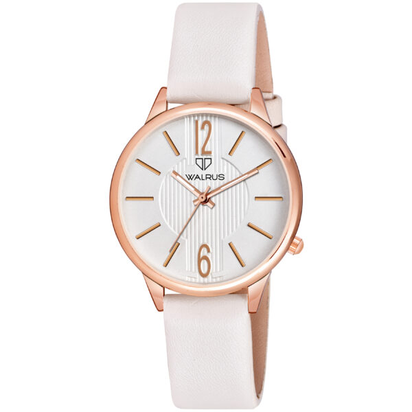 Walrus White Dial Analog Leather Strap Wrist Watch For Women