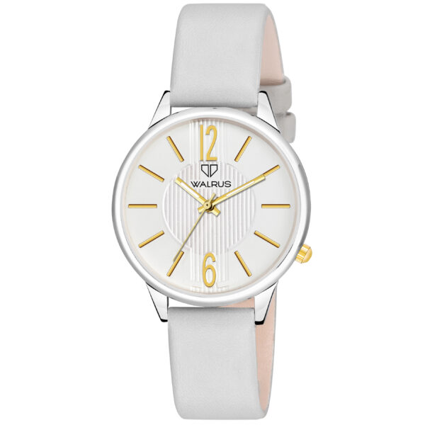 Walrus White Dial Analog Leather Strap Wrist Watch For Women
