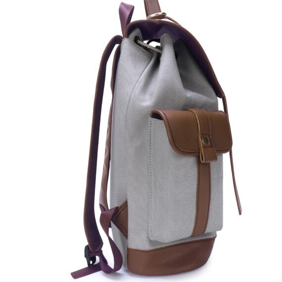 Walrus Oxford Series Grey Vegan Leather Backpack With Top Handle and Laptop Compartment- Professional and Casual Use and Multiple Pockets for Business and Casual Trips, 15-inch Laptop Capacity