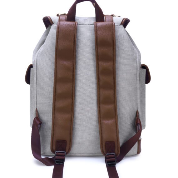 Walrus Oxford Series Grey Vegan Leather Backpack With Top Handle and Laptop Compartment- Professional and Casual Use and Multiple Pockets for Business and Casual Trips, 15-inch Laptop Capacity