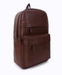 Walrus Veteran II Series Brown Vegan Leather Backpack with Top Handle Professional and Casual Use and Suitable for 15-Inch Laptop, Unisex