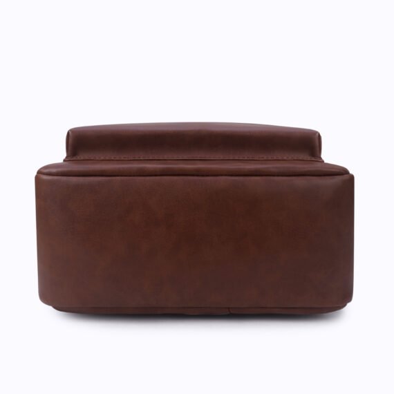 Walrus Veteran II Series Brown Vegan Leather Backpack with Top Handle Professional and Casual Use and Suitable for 15-Inch Laptop, Unisex