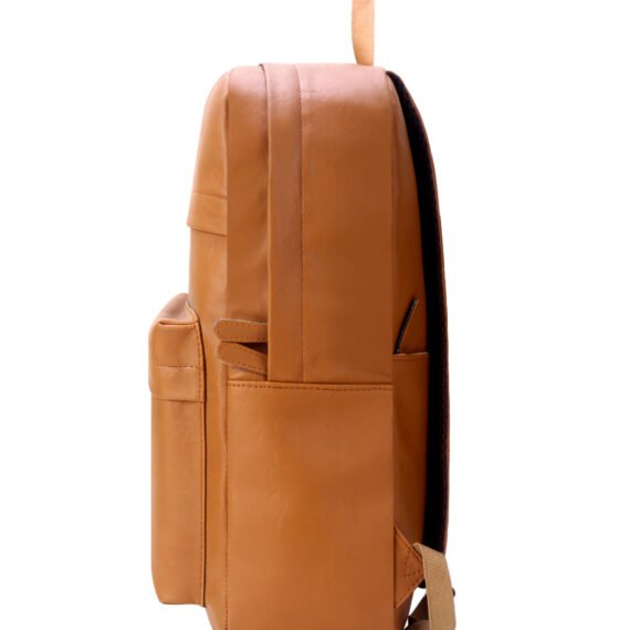 Walrus Veteran II Series Tan Vegan Leather Backpack with Top Handle Professional and Casual Use and Suitable for 15-Inch Laptop, Unisex