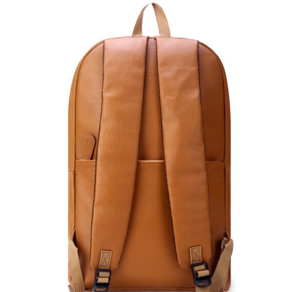 Walrus Veteran II Series Tan Vegan Leather Backpack with Top Handle Professional and Casual Use and Suitable for 15-Inch Laptop, Unisex