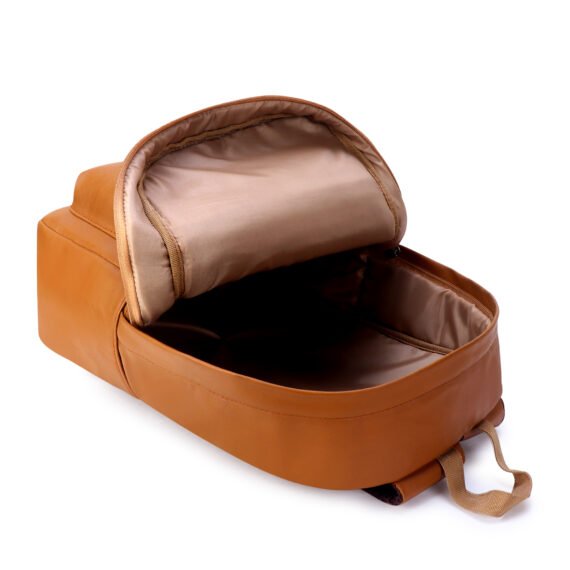 Walrus Veteran II Series Tan Vegan Leather Backpack with Top Handle Professional and Casual Use and Suitable for 15-Inch Laptop, Unisex