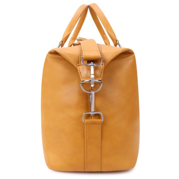 Walrus Colors Series Vegan Leather Duffel Bag | Stylish Carry-On - Spacious Travel Bag | Mustard Yellow- Ideal for Travel, Gym, Weekend Trips- 18 Inches