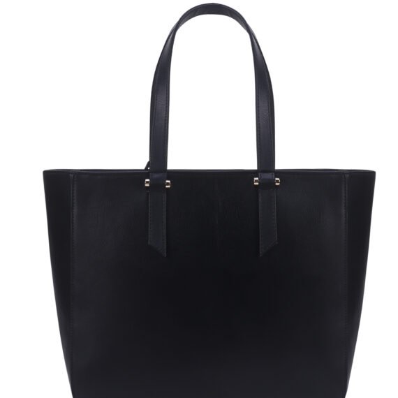 Walrus Aristocrat Series Black Vegan Leather Women TOTE Handbag with 2 Handle | Women's Work & Travel Bag | 2 Handles | Inner Pockets |Stylish Everyday Carry | Professional & Casual Chic