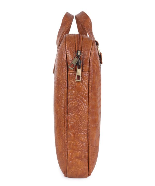 Walrus Animal Series Tan Vegan Leather Laptop Messenger Bag | Unisex Handmade with Outer Zip Pocket- Shoulder Strap- Perfect for Professional & Casual Laptop Office Bag for Men & Women
