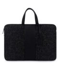Walrus Fusion II Series Black Knitted Fabric Laptop Messenger Bag | 14 Inches | Handmade Unisex Design with Outer Zip Pocket - Perfect for Professional & Casual Laptop Office Bag for Men & Women
