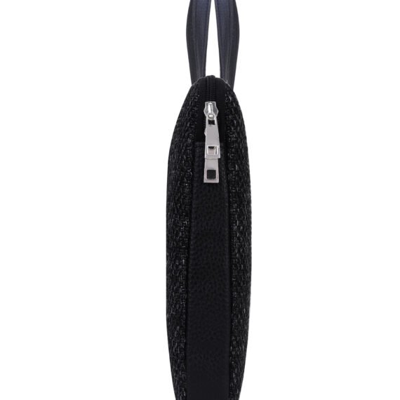 Walrus Fusion II Series Black Knitted Fabric Laptop Messenger Bag | 14 Inches | Handmade Unisex Design with Outer Zip Pocket - Perfect for Professional & Casual Laptop Office Bag for Men & Women