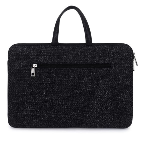 Walrus Fusion II Series Black Knitted Fabric Laptop Messenger Bag | 14 Inches | Handmade Unisex Design with Outer Zip Pocket - Perfect for Professional & Casual Laptop Office Bag for Men & Women