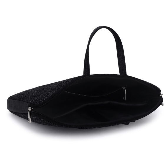 Walrus Fusion II Series Black Knitted Fabric Laptop Messenger Bag | 14 Inches | Handmade Unisex Design with Outer Zip Pocket - Perfect for Professional & Casual Laptop Office Bag for Men & Women