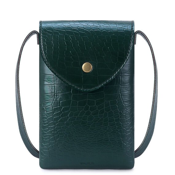 Walrus Animal III Series Vegan Leather Sling Pouch – 1 Main Compartment – Ideal for Daily Use, Travel, Office – Compact Size– Green Color