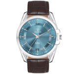 Walrus Blue Dial Analog Vegan Leather Strap Wrist Watch for Men | Dial 38.5mm, 44mm Silver Case | Stylish Brown Strap | Old Money Style Watch | Perfect for Formal and Casual Wear- Perfect for Gift