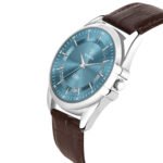 Walrus Blue Dial Analog Vegan Leather Strap Wrist Watch for Men | Dial 38.5mm, 44mm Silver Case | Stylish Brown Strap | Old Money Style Watch | Perfect for Formal and Casual Wear- Perfect for Gift
