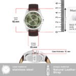Walrus Men’s Green Dial Analog Watch - Green Dial 38.5mm, Brown Vegan Leather Strap 22mm, Stylish & Modern Style | Old Money Style Watch | Perfect for Formal and Casual Wear- Perfect for Gift