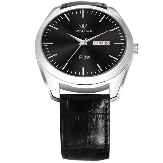 Walrus Men’s Analog Watch - Black Dial 38.5mm, Black Vegan Leather Strap 22mm, Stylish & Modern Style | Old Money Style Watch | Perfect for Formal and Casual Wear- Perfect for Gift