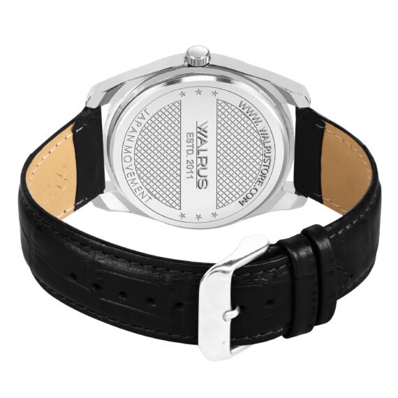 Walrus Men’s Analog Watch - Black Dial 38.5mm, Black Vegan Leather Strap 22mm, Stylish & Modern Style | Old Money Style Watch | Perfect for Formal and Casual Wear- Perfect for Gift